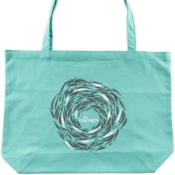 NWT The Chosen Cotton Tote Beach Grocery Book Travel Shoulder Bag Teal Gray MINT - Picture 1 of 10